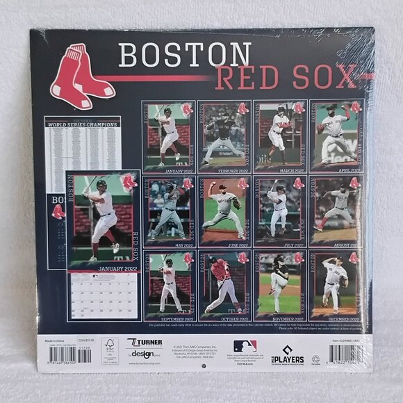 Sealed 2022 Full 12"x12"12 Month MLB Boston Red Sox Wall Calendar BNIP!! - Picture 2 of 2